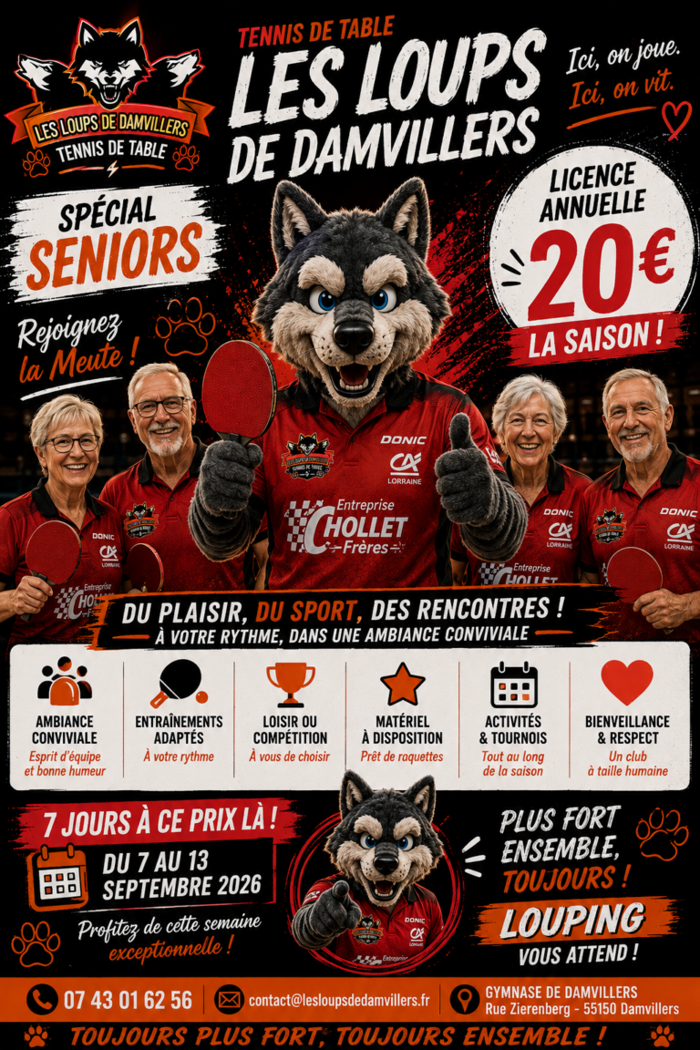 🏓 RETRAITÉS : UNE SAISON DE PING POUR SEULEMENT 20 € !